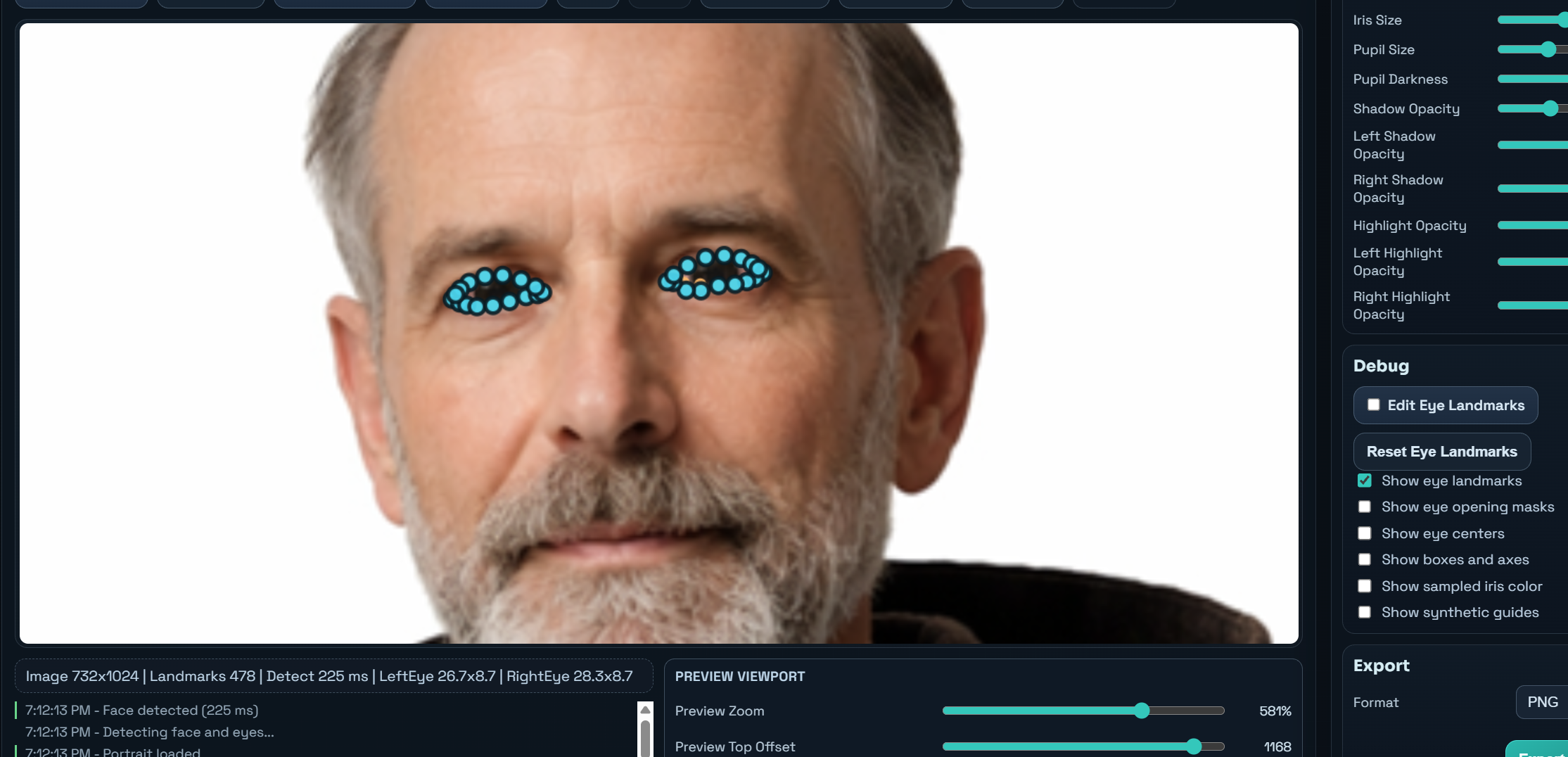 Editing the gaze direction of a person in a portrait
